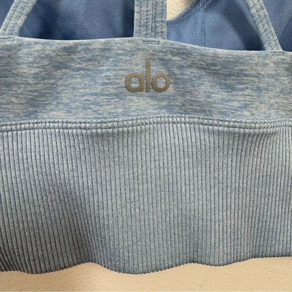 Alo Yoga baby blue cross back sports bra
